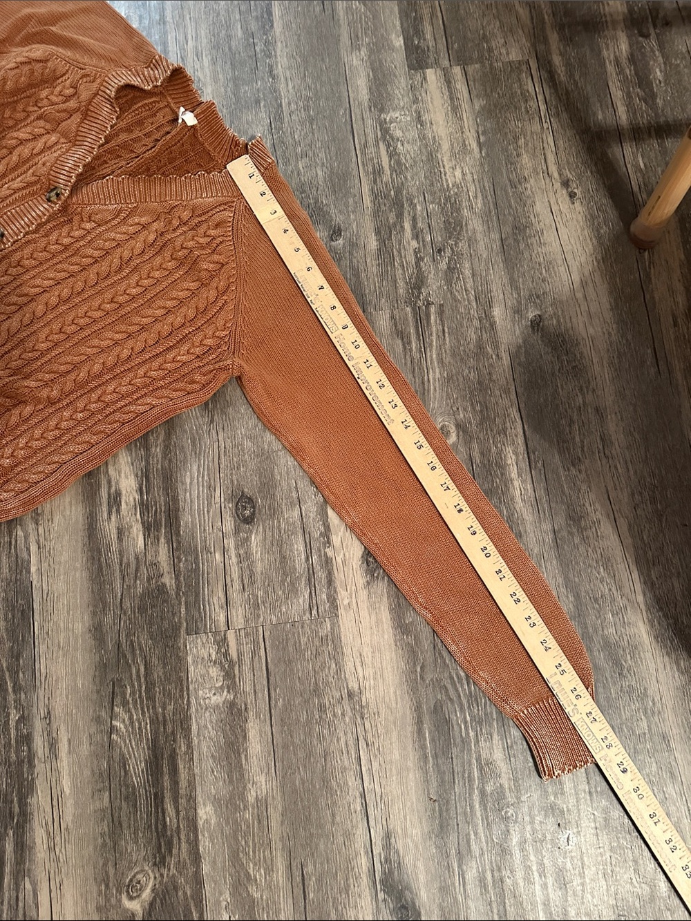 easel Cable‎ Knit Button-Front Cardigan - Rust Brown - Picture 11 of 11